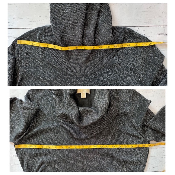 MICHAEL Michael Kors Metalic Black & Silver Cowl Neck Women’s Sweater Size XL - Picture 7 of 12